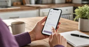 Persona completando una solicitud de préstamo desde un teléfono