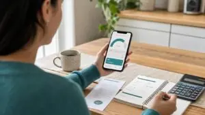 Persona revisando el límite disponible y un presupuesto
