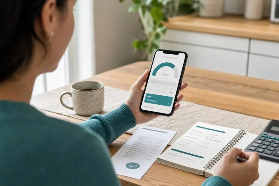 Persona revisando el límite disponible y un presupuesto