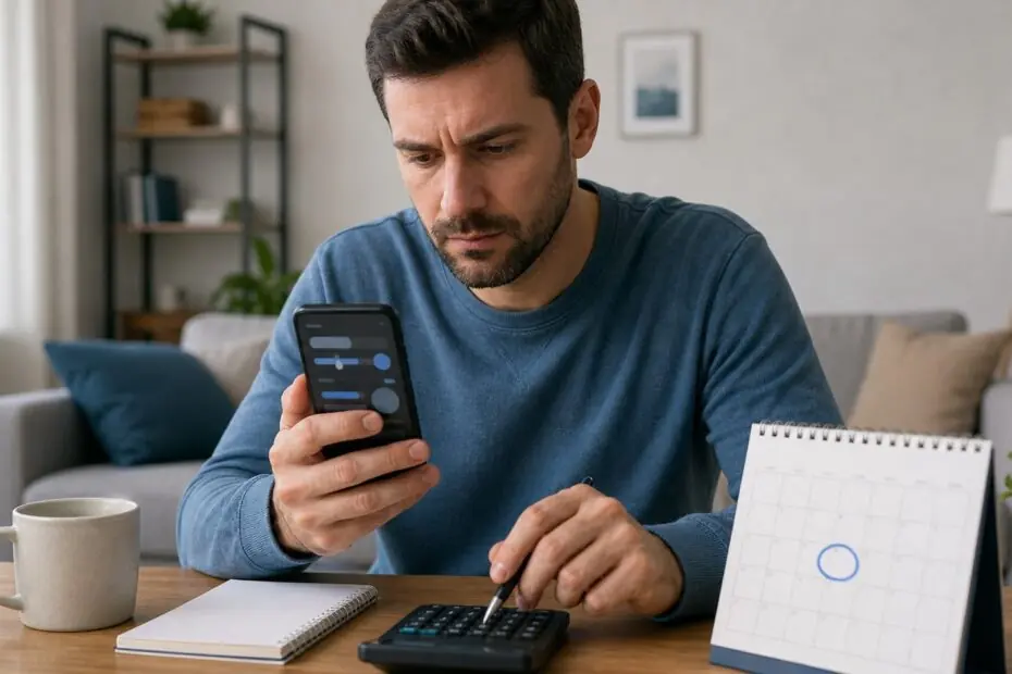 Persona revisando una oferta digital y una fecha de pago